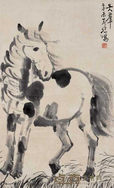 徐悲鸿 1931年作 失羣 立轴 78.5×48cm